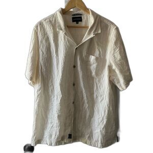 Lucky Brand Men’s Cream Cotton Button Down Collared Shirt XL